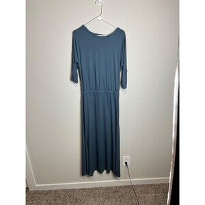 Soft Surroundings Dress Womens Small Blue Wrap Maxi 3/4 Sleeve Travel Casual